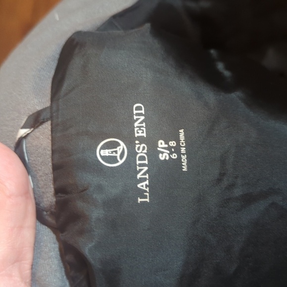 Lands End Down Quatrefoil Puffer Zip Up Vest Black White Gorpcore Sz Sm 6-8 EUC - Picture 9 of 10